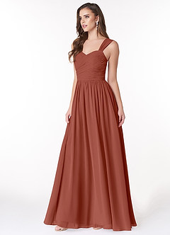 Azazie Zapheira Bridesmaid Dresses Auburn A-Line Ruched Chiffon Dress image3
