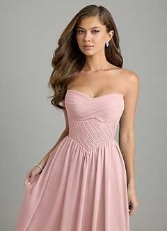 Azazie Tammy Bridesmaid Dresses Powder Pink A-Line Corset Chiffon Dress image6