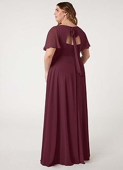 Azazie Kimber Bridesmaid Dresses Cabernet A-Line Flounce Sleeve Chiffon Dress image11