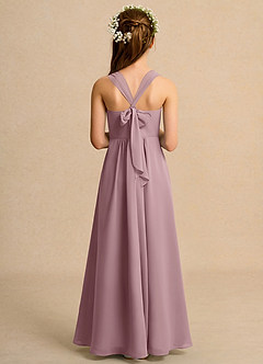 Azazie Tater Junior Formal Abiti da Ragazza di Fiori Abito A-Line in Chiffon Plissettato Rosa Polverosa image2