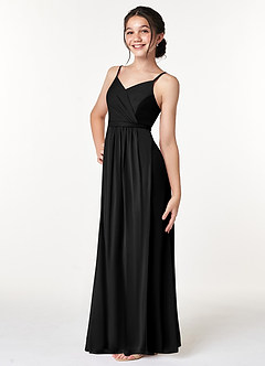 Azazie Luxy Junior Black Pleated Mesh Dress image5