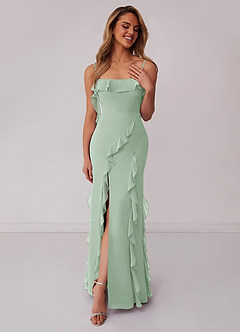 Barbie ♥ Azazie Bridesmaid Dresses Agave Sheath Bow Chiffon Dress image3