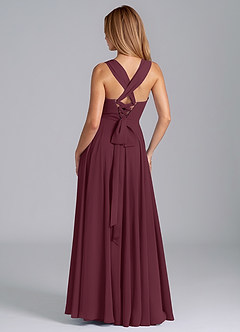 Azazie Darana Final Sale Cabernet A-Line Corset Chiffon Dress image9