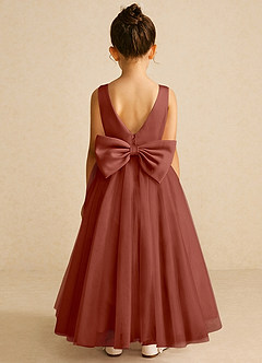 Azazie Pumpkin Blumenmädchenkleider A-Linie Cabrio Tüll Kleid Rotbraun image6