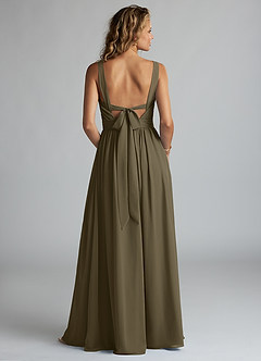 Azazie Aziza Bridesmaid Dresses Willow Green A-Line V-Neck Pleated Chiffon Dress image4