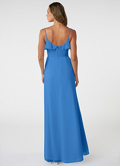 Azazie Natalia Bridesmaid Dresses Blue Jay A-Line Chiffon Dress image2