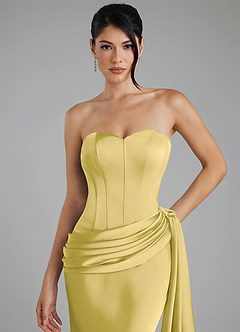 Azazie Draya Bridesmaid Dresses Canary Mermaid Strapless Stretch Satin Dress image8