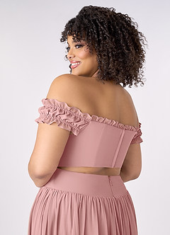 Barbie ♥ Azazie Bridesmaid Dresses Dusty Rose A-Line Off the Shoulder Chiffon Convertible Dress image12