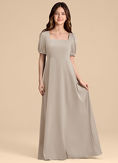 Azazie Briar Junior Frost A-Line Bow Stretch Satin Dress image4