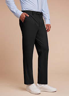 front Vincent Noir Pantalon habillé structuré et extensible