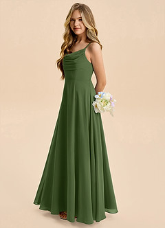Azazie Gia Junior Olive A-Line Pleated Chiffon Dress image1