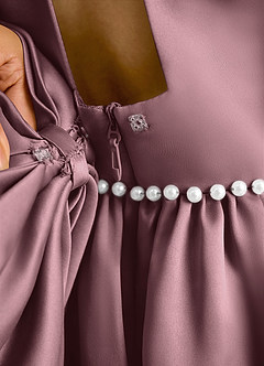 Azazie Daisies Flower Girl Dresses Vintage Mauve Ball-Gown Bow Matte Satin Dress image8