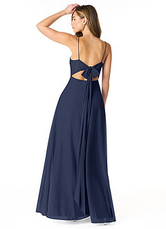 Azazie Rae Bridesmaid Dresses Dark Navy A-Line Bow Mesh Dress image2