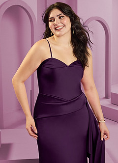 Barbie ♥ Azazie Brautjungfernkleider Wandelbar Etui Schulterfrei Stretch-Satin Kleid Traube image12