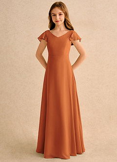 Azazie Nari Girls Formal Blumenmädchenkleider A-Linie mit ärmel Chiffon Kleid Kanel image6