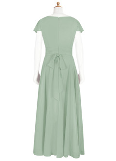 Azazie Payton A-Linie Schleifen Chiffon Kleider Agave image7