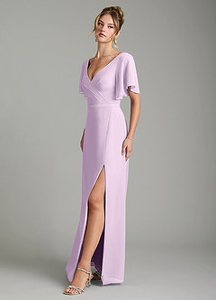 Azazie Ambrosia Bridesmaid Dresses Frosted Lilac A-Line Pleated Chiffon Dress image4