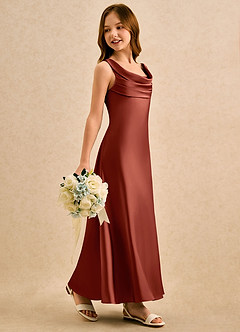 Azazie Raspberry Girls Formal Flower Girl Klänningar Klä A-Line i Stretch Satin Plisserad image3