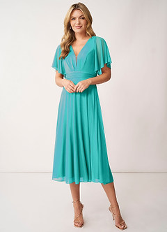 Azazie Tinsley Brautjungfernkleider A-Linie Plissee Gittergewebe Kleid Spa image1