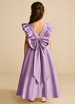 Azazie Piglette Flower Girl Dresses Wisteria A-Line Bow Matte Satin Dress image1