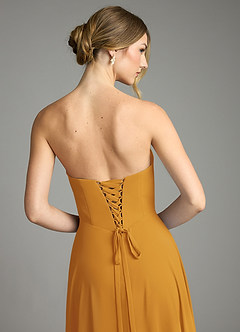 Azazie Ayla Abiti da Damigella Abito A-Line in Chiffon Scollo a Cuore Caramello image11