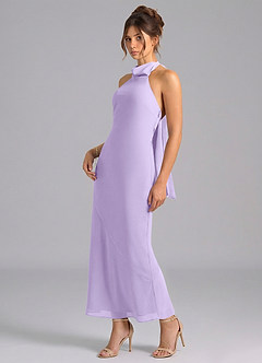 Azazie Velli Bridesmaid Dresses Lilac Mermaid High Neck Chiffon Dress image1