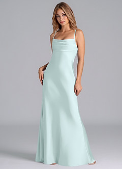 Azazie Seema Bridesmaid Dresses Sea Glass Mermaid Corset Stretch Satin Dress image3