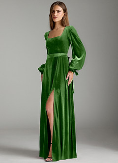 Azazie Leonia Bridesmaid Dresses Ivy A-Line Long Sleeve Velvet Dress image5