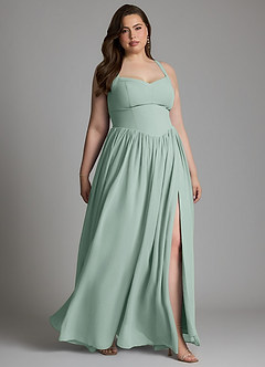 Azazie Francis At-home Try On Dresses Agave A-Line Corset Chiffon Dress image12