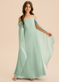 Azazie Moana Junior Linia A Pofałdowany Szyfon Długość podłogi Młodsza druhna Sukienka image6