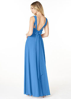 Azazie Julie Bridesmaid Dresses Blue Jay A-Line Sweetheart Neckline Chiffon Dress image2