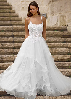 Mosaic White Ruffle Prom Dress image3