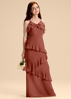 Azazie Evara Junior Auburn A-Line Chiffon Dress image6