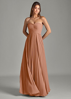 Azazie Chiana Robes de demoiselle d'honneur Robe Trapèze en Mousseline de soie Sans bretelles Bronze image2