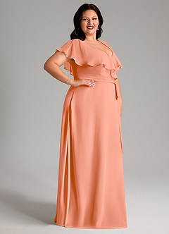 Azazie Lainey Bridesmaid Dresses Sunset A-Line with Pockets Chiffon Dress image5