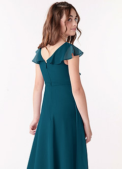 Azazie Posie Junior Ink Blue A-Line Ruched Chiffon Dress image5