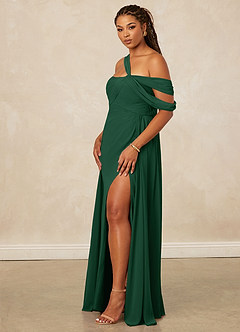 Christian Siriano Bridal for Azazie 1014 Bridesmaid Dresses Dark Green A-Line Off the Shoulder Chiffon Dress image14