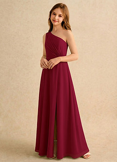 Azazie Puddles Girls Formal Flower Girl Klänningar Klä A-Line i Chiffong Ena axeln image4