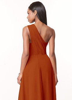 Azazie Ashley Bridesmaid Dresses Paprika A-Line Ruched Chiffon Dress image3