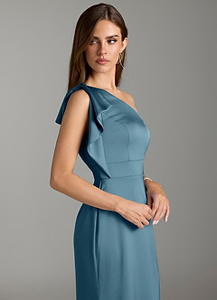 Azazie Rinna Bridesmaid Dresses Bermuda Mermaid Ruched Stretch Satin Dress image5