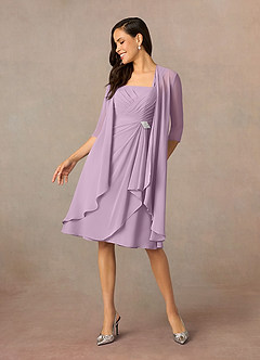 Azazie Olivia Mother of the Bride Dresses Wisteria A-Line Square Neckline Pleated Chiffon Dress image1
