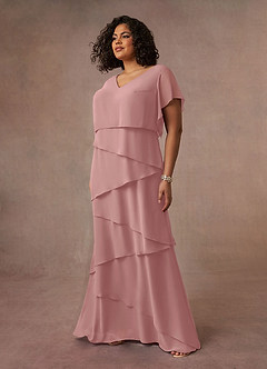 Azazie OHara Mother of the Bride Dresses Dusty Rose A-Line V-Neck Chiffon Dress image13