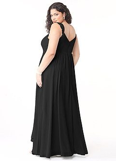 Azazie Cleobella Vestidos de damas de honor Vestido de Negro de Gasa de Corte en A con Corazón de encaje image11
