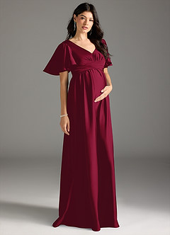 Azazie Verna Abiti da damigella d'onore premaman Abito A-Line Increspato Raso Elasticizzato Floor-Length image5