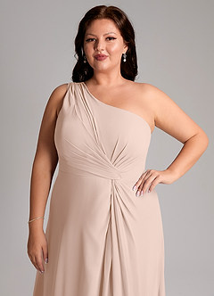Azazie Brooke Brautjungfernkleider A-Linie One-Shoulder Chiffon Kleid Englisches Rosa image13