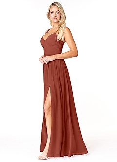 Azazie Chanel Bridesmaid Dresses Auburn A-Line Pleated Chiffon Dress image3