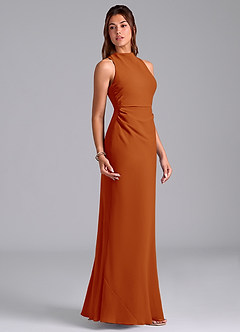 Azazie Evadne Bridesmaid Dresses Paprika A-Line Pleated Chiffon Dress image4