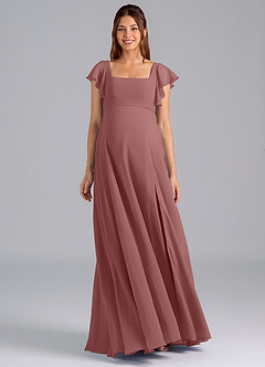 Azazie Bondi Maternity Bridesmaid Dresses A-Line Ruched Chiffon Floor-Length Dress image3