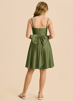 Azazie Bear Junior Olive A-Line Sweetheart Neckline Stretch Satin Dress image2