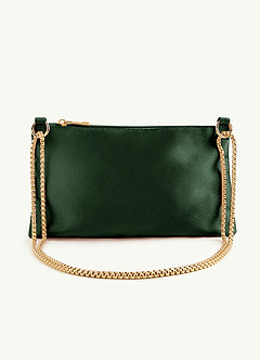 front Matching Color Metallic Satin Adjustable Shoulder Bag